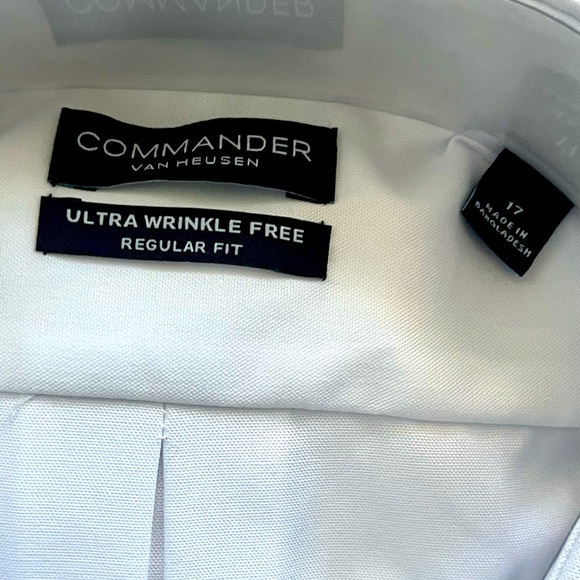 NWT Commander Van Heusen White Short Sleeve Pilot Shirt Size 17 - Picture 6 of 7